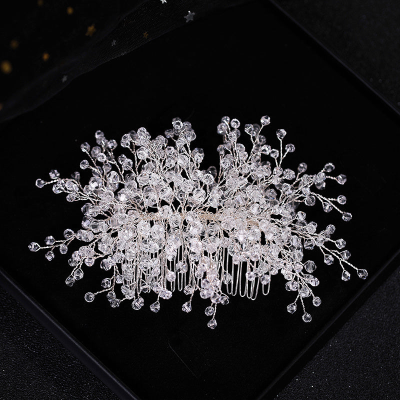 Crystal Bead Wedding Hair Comb Hair Accessories For Bridal Flower Headpiece