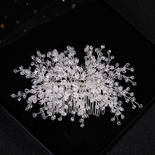 Crystal Bead Wedding Hair Comb Hair Accessories For Bridal Flower Headpiece