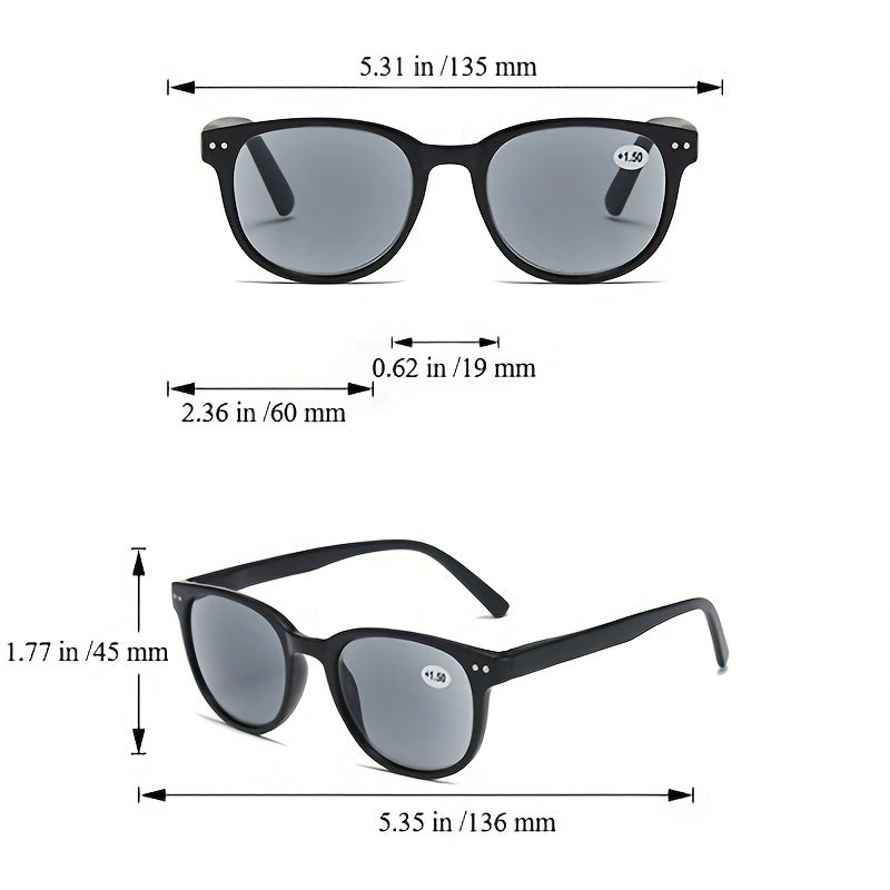 Men's Oval Rivet Glasses Anti Light UV Protection with Cloth Bag
