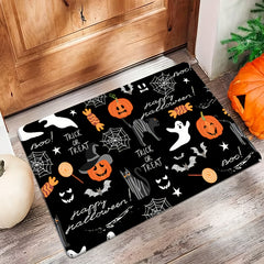 Halloween Pumpkin & Bat Print Kitchen Rug Carpet Toilet Rugs