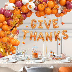 Thanksgiving Balloon Set with Maple Foil Balloons and Leaf Garland