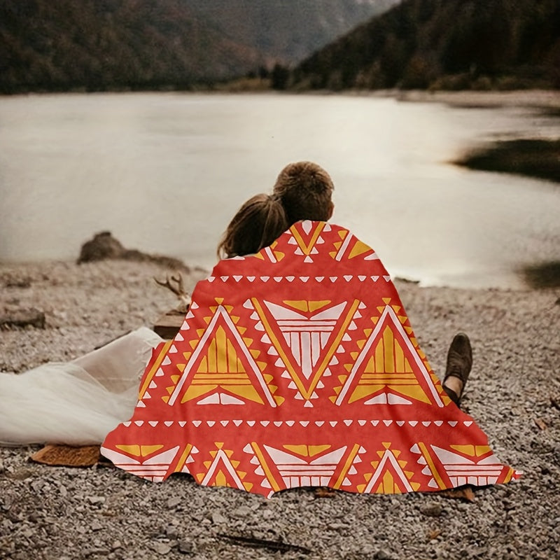 Bohemian Print Flannel Blanket Soft Warm Throw Blanket for Home Office Camping