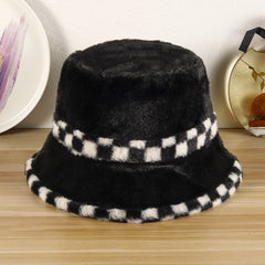 Winter Faux Fur Bucket Hat Fluffy Fuzzy Warm Plush Fisherman Cap