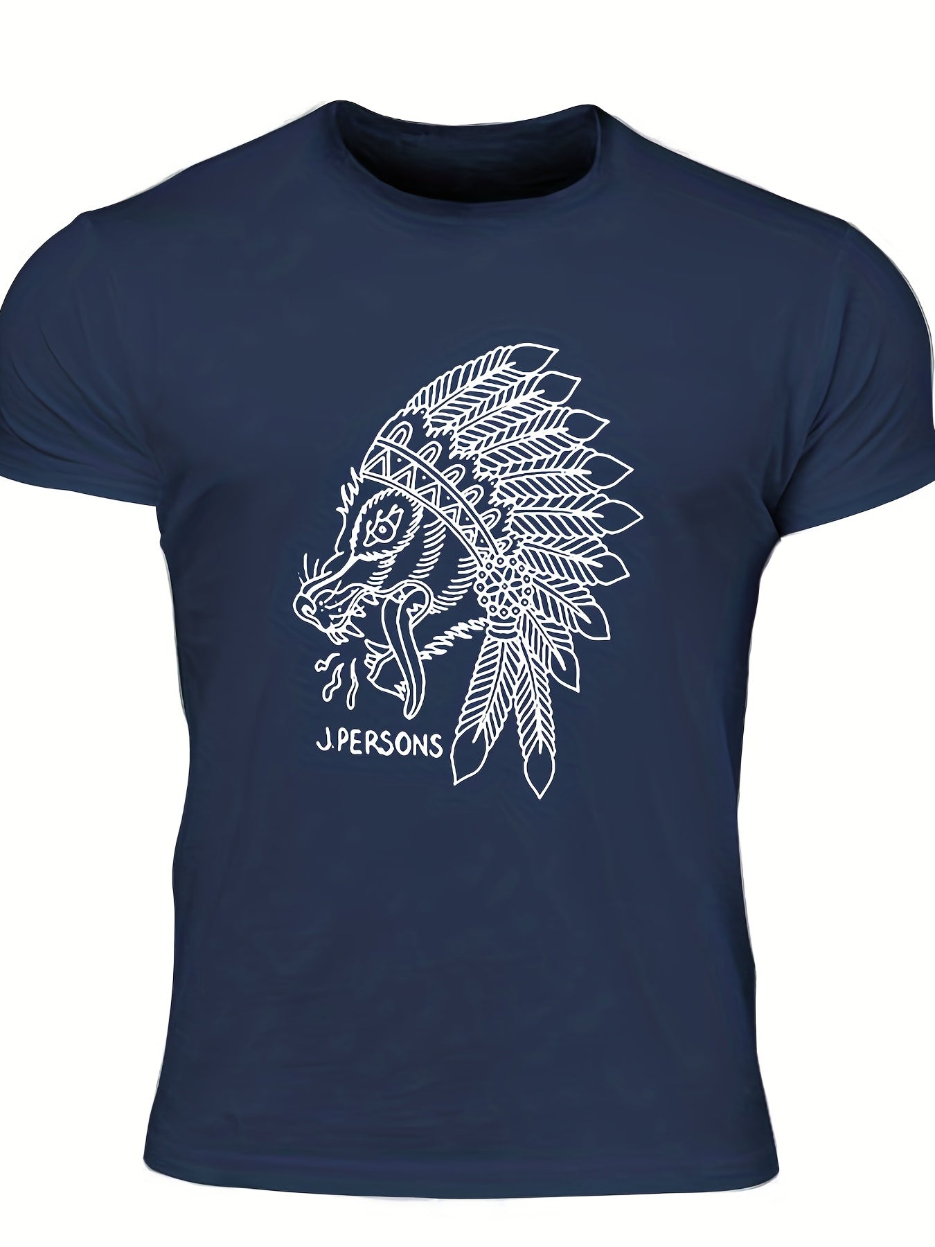 Men's Animal Sketch Print Tee Casual Crew Neck Summer Outdoor Tshirt