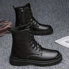 Men's Preppy Style Side Zipper Service Boots