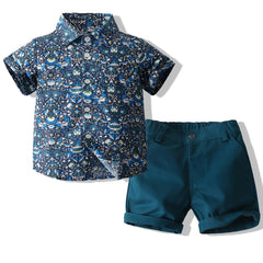 Boys Lotus Outfit Shorts & Shirt Short Sleeves Casual Summer Kids Clothes