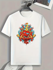 Heart Print Men's Graphic Tee for Summer