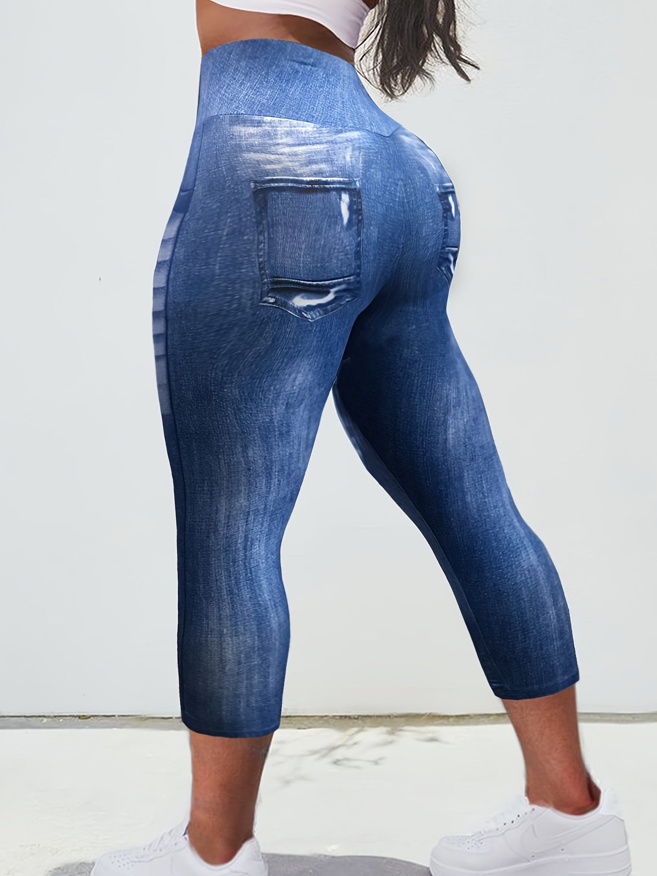 Denim Print Tummy Control Leggings