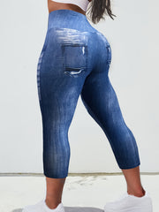 Denim Print Tummy Control Leggings