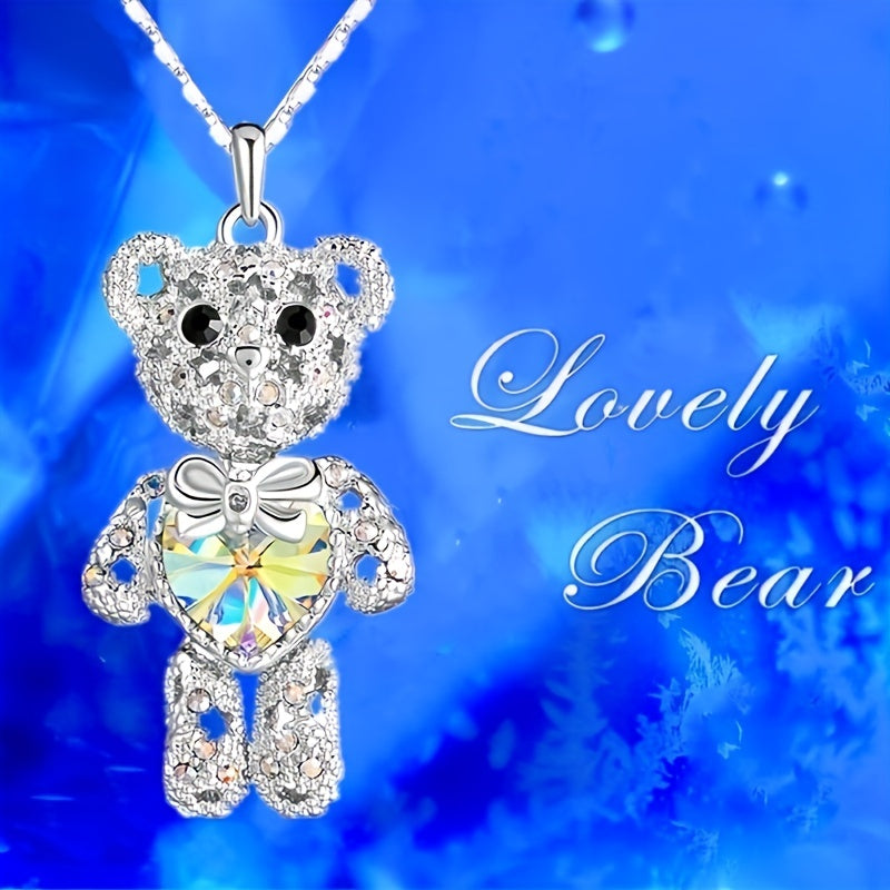 Bear Pendant Rhinestone Heart Shape Crystal Men's Jewelry