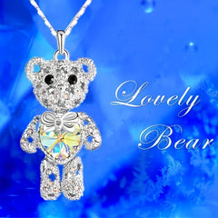 Bear Pendant Rhinestone Heart Shape Crystal Men's Jewelry