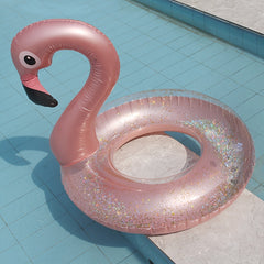 Flamingo Swimming Float Sequins Translucent Pool Beach Toy