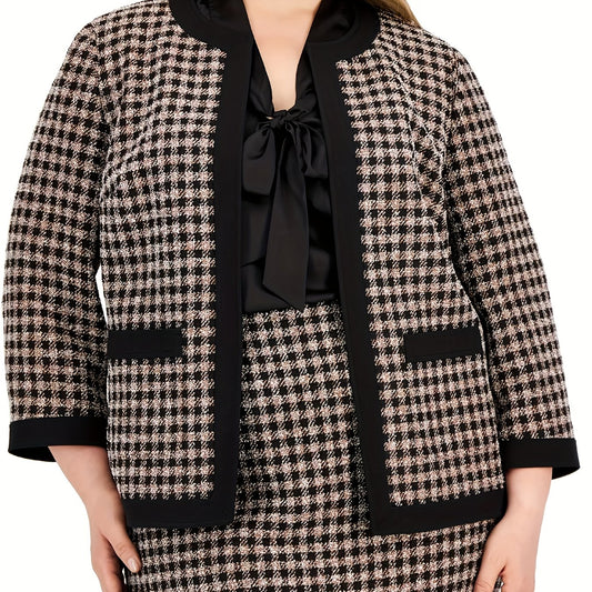 Plaid Print Coat & Midi Skirt Set