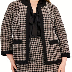 Plaid Print Coat & Midi Skirt Set