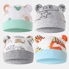 4 Pack Cartoon Ear Hats for Babies & Kids Soft & Breathable Comfort