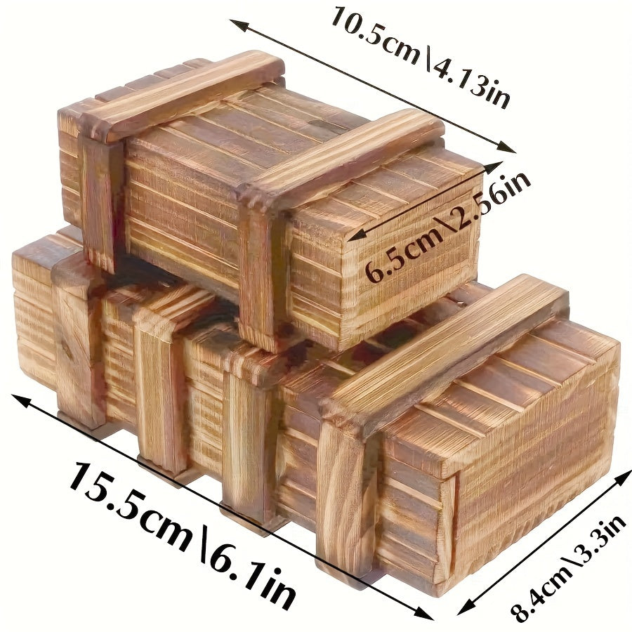 Vintage Wooden Puzzle Box | Brain Teaser with Hidden Compartment