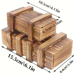 Vintage Wooden Puzzle Box | Brain Teaser with Hidden Compartment
