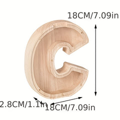 Wooden Piggy Bank Coin Piggy Bank DIY Children Letter Decorated Gift