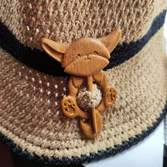 Wooden Fox Brooch For Girls