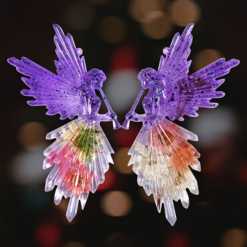 2PCS Christmas Resin Silicone Molds Fairy Angel Girls Ornaments Pendant