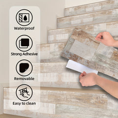 Wood Grain Stair Sticker Art Thickened Wallpaper
