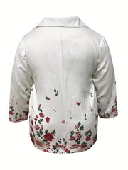 Floral Print Plus Size Long Sleeve Boho Blazer