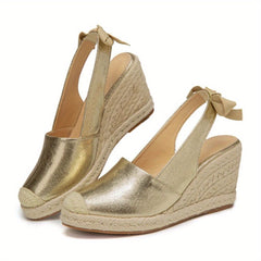 Closed Toe Bandage Espadrille Wedges Sandals for Women