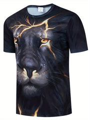 Men's Lion 3D Print T Shirt Exaggerated Casual Tee