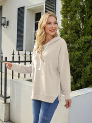 Women's Solid Pullover Long Sleeve Hoodie