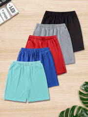 3pcs Girls Basic Sweat Shorts Set Elastic Waist Relaxed Fit