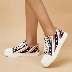 Women's Star & Striped Canvas Shoes Casual Lace Up Outdoor Sneakers