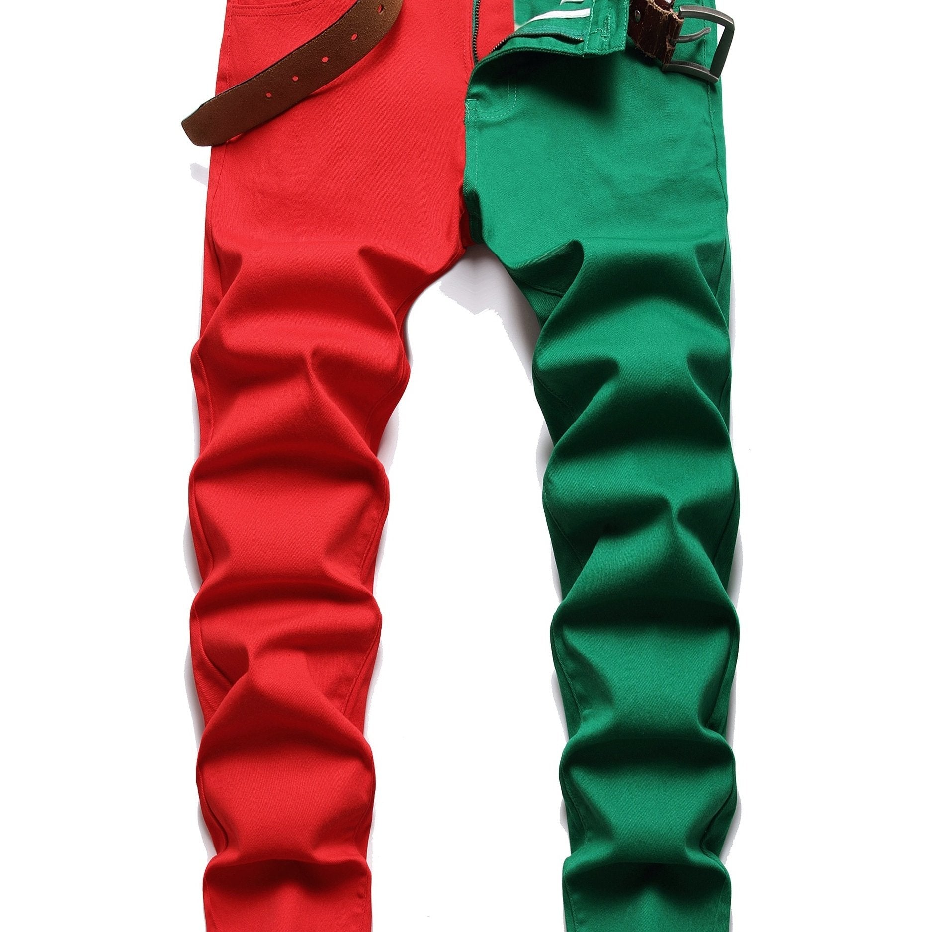Men's Slim Fit Block Jeans Casual Street Style Stretch Denim Pants