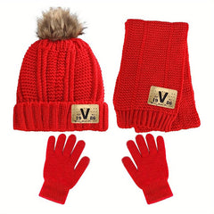 Kids Autumn Winter Hat Scarf Gloves Set