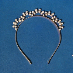 Metal Pearl Hairband Thin Headband with Rhinestones