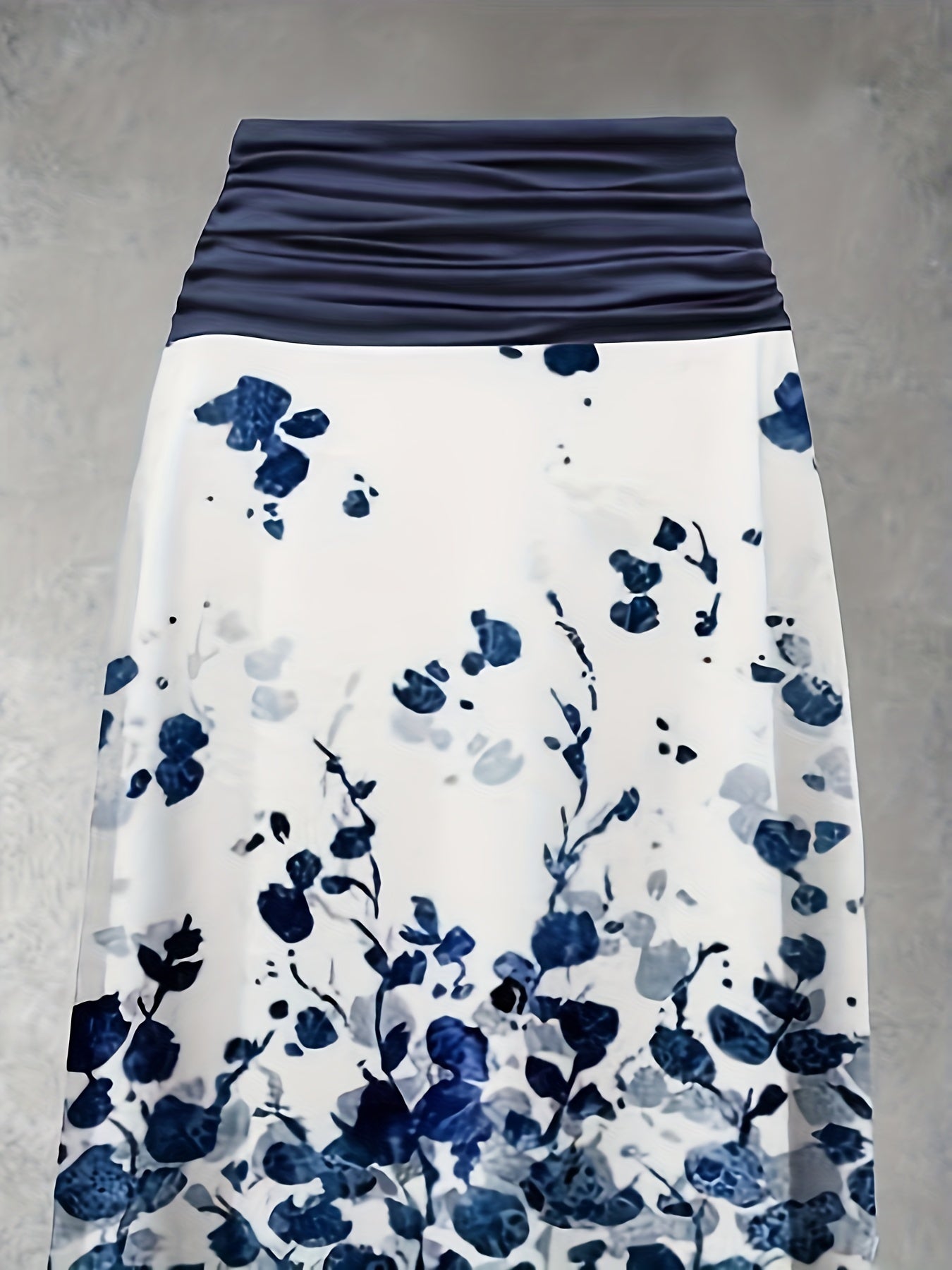 Ruched Floral High Rise Stretch Summer Skirt