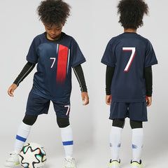 Quick Dry Kids Football Jersey & Shorts Set For Training - Striped Design