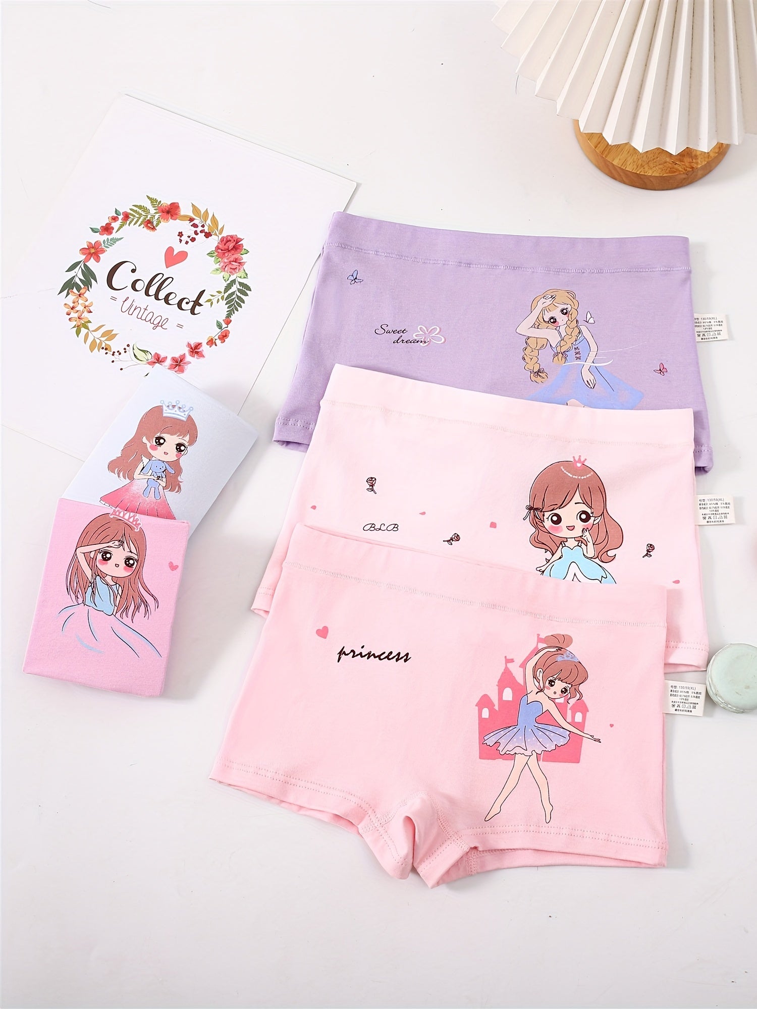 5pcs Princess Print Girl's Underwears Cotton Panties