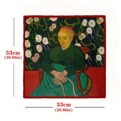 Vintage Green Square Scarf Oil Painting Print Bandana Satin Head Scarf