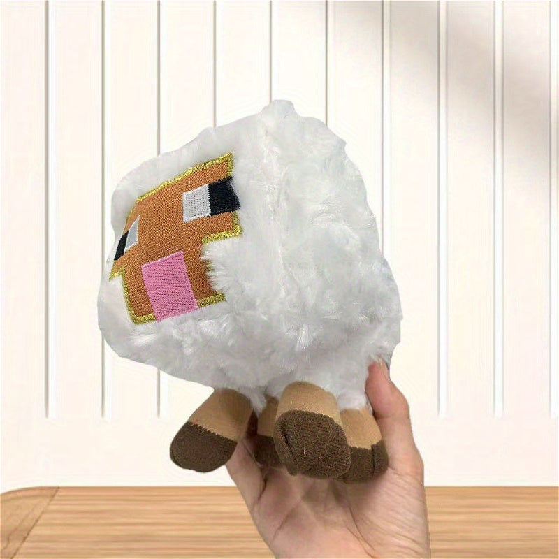 Plush Sheep Toy Stuffed Animal Brown Accents High Fabric Compact Size