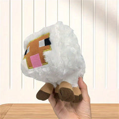 Plush Sheep Toy Stuffed Animal Brown Accents High Fabric Compact Size