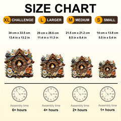 Bird Clock Wooden Puzzle Animal Shape Jigsaw Colorful Flowers & Bird Decorative