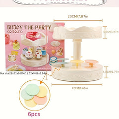 Rotating Wooden Horse Cake Display Table Birthday Party Swing Plate
