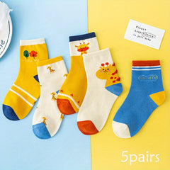 5Pairs Kids Cartoon Giraffe Socks for Autumn Winter