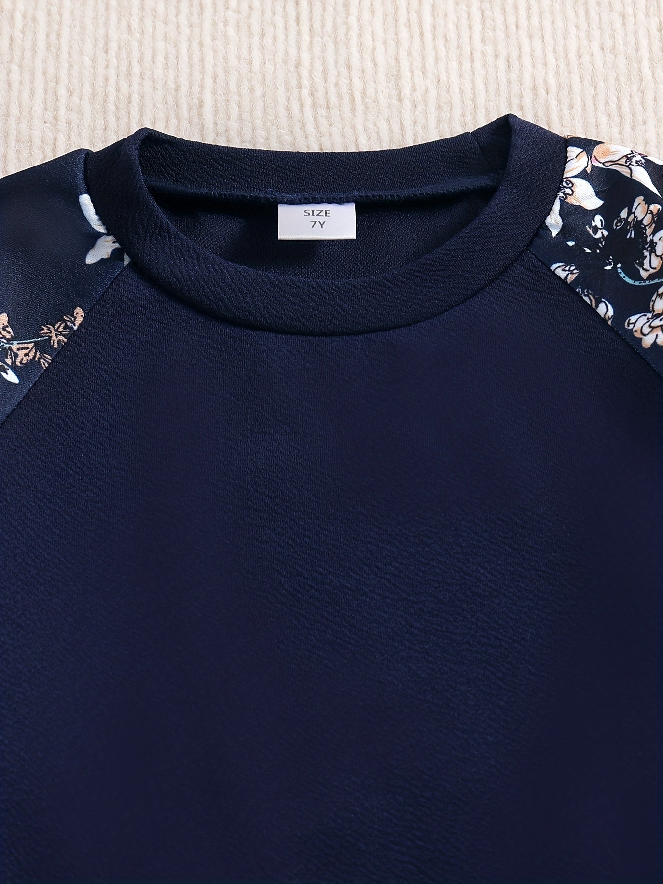 Girls' Raglan Floral Print Casual Sweatshirt Top