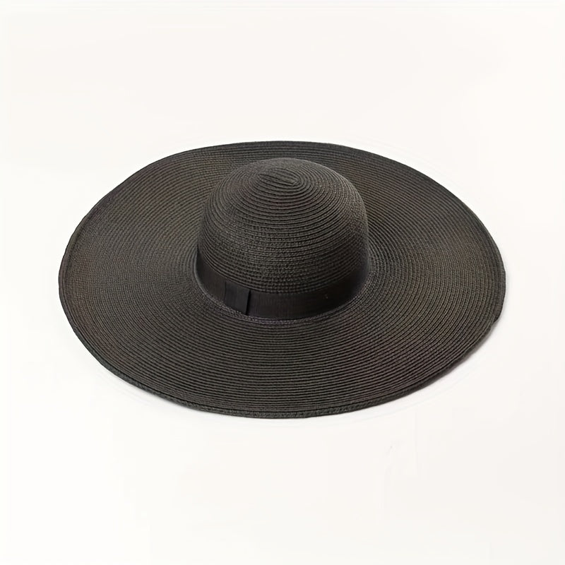 Women's Wide Brim Straw Sun Hat Vintage Beach Travel Floppy
