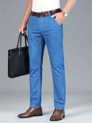 Men's Business Casual Stretch Denim Pants with Pockets