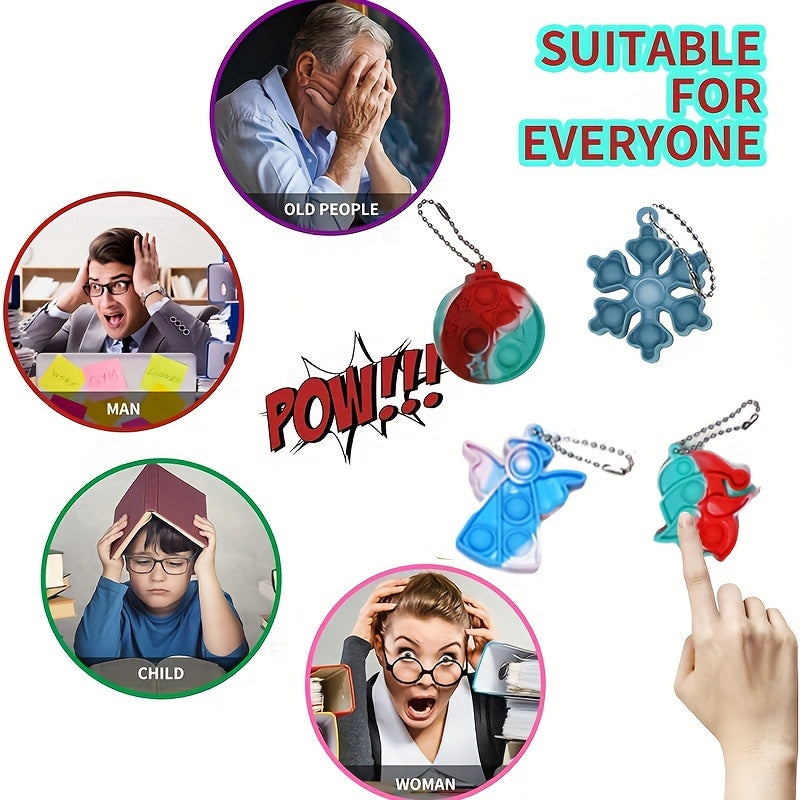 Christmas Party Favors Pop Fidget Toys Keychain Prizes Goodie Bag Stuffers