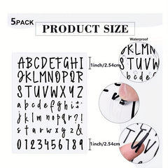5 Sheets Letter Number Sticker Waterproof Adhesive Label Sticker