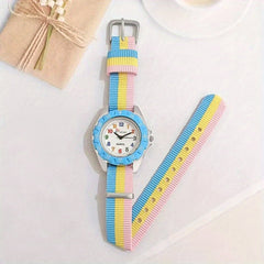 Teen Casual Canvas Watchband Round Dial Quartz Watch For Daily Life
