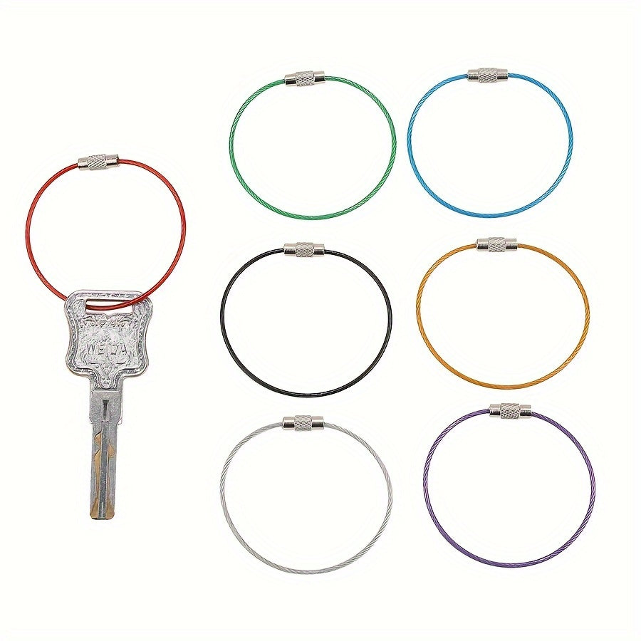 4pcs Stainless Steel Keychain Cable Key Ring Luggage Tag Holder Lock Buckle